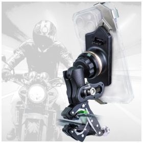 TAKEWAY Clampod HAWK1-PH05 Phone Mounts Holder, Motorcycle and Various Vehicles Handlebar Clamp Base, Adjustable, Stable, Double Socket Arm