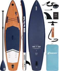 EGGORY Inflatable Paddle Board, 11'x32 Stand Up Paddle Board, Sup Board with Removable Fin, Floating Paddle, Hand Pump, Waterproof Bag